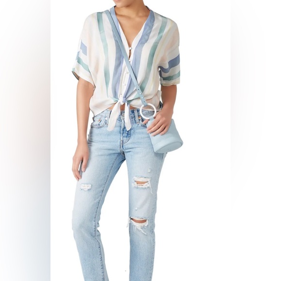 Rails Thea Striped Front Tie Top, Size Large - Picture 2 of 5